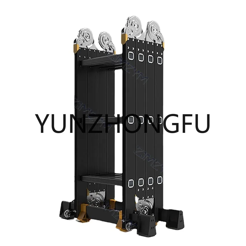 Multi-purpose Folding Ladder Aluminum Alloy Telescopic Engineerin Herringbone Thicken 4mm Straight  3.7m