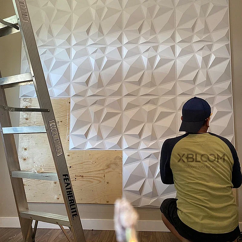 50x50cm 3D tile panel mold plaster wall 3D wall sticker living room 3D wallpaper Waterproof wall cloth ceiling Bathroom Kitchen