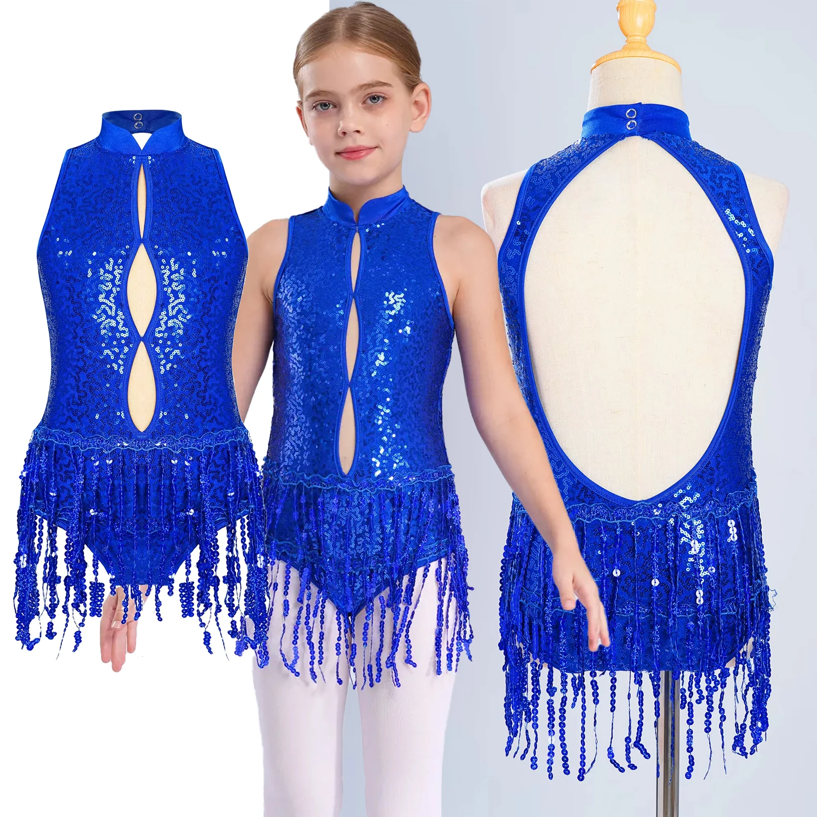 

Kid Salsa Rumba Cha Cha Tango Stage Dress Wear Girl Modern Jazz Latin Ballet Dance Costume Fringe Bodysuit Performance Dancewear