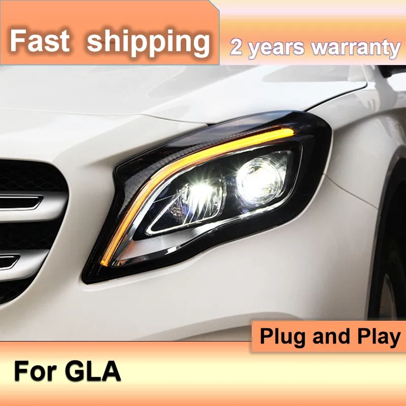 Car Accessories for Mercedes GLA Headlight 2016-2019 GLA Headlight Assembly GLA200 GLA220 GLA260 LED DRL Turn Signal High Beam