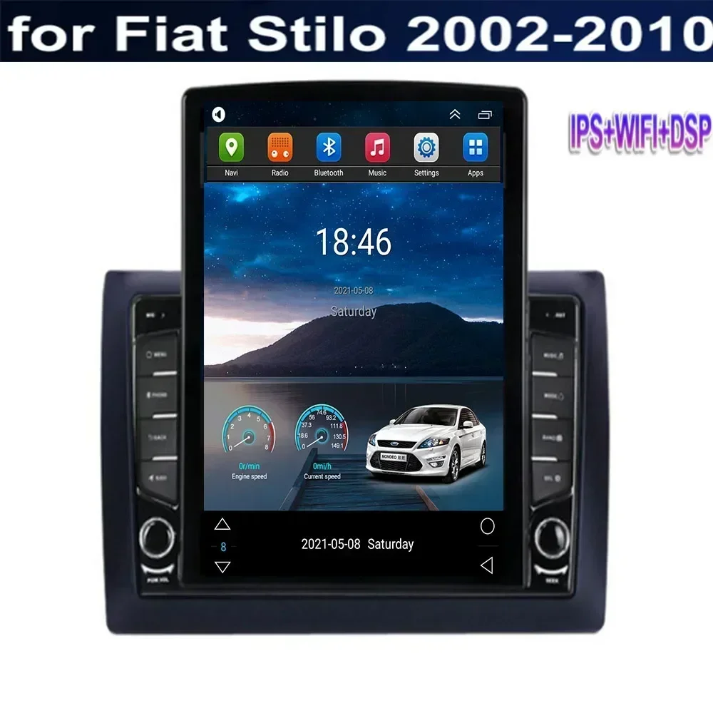 8G+128G Android 13 For Fiat Stilo 2002-2010 Tesla Style Car Radio Stereo Carplay Multimedia Player GPS Navigation Camera