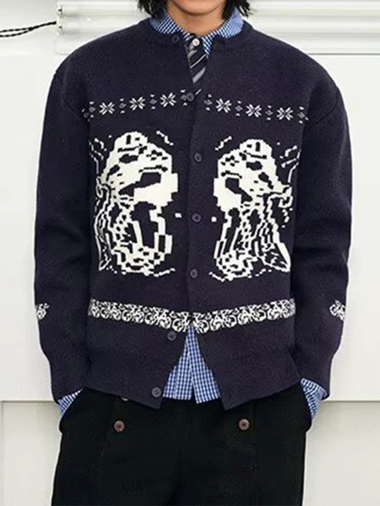 

Unisex Fashionable Knitting Cardigans Spring Autumn Trendy Graphic Crochet Knit Jacket Coat Men Streetwear Vintage Sweatercoats