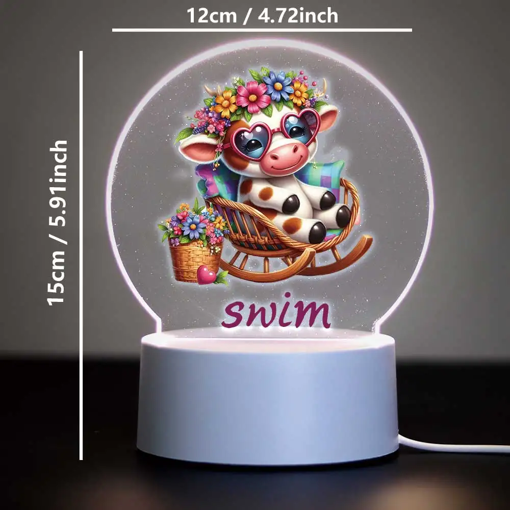 1 unidad de bonita vida de vaca, impresión UV, nombre personalizado, luz Led nocturna, ilusión 3d, lámpara de noche, decoración para habitación de bebé, regalo de cumpleaños