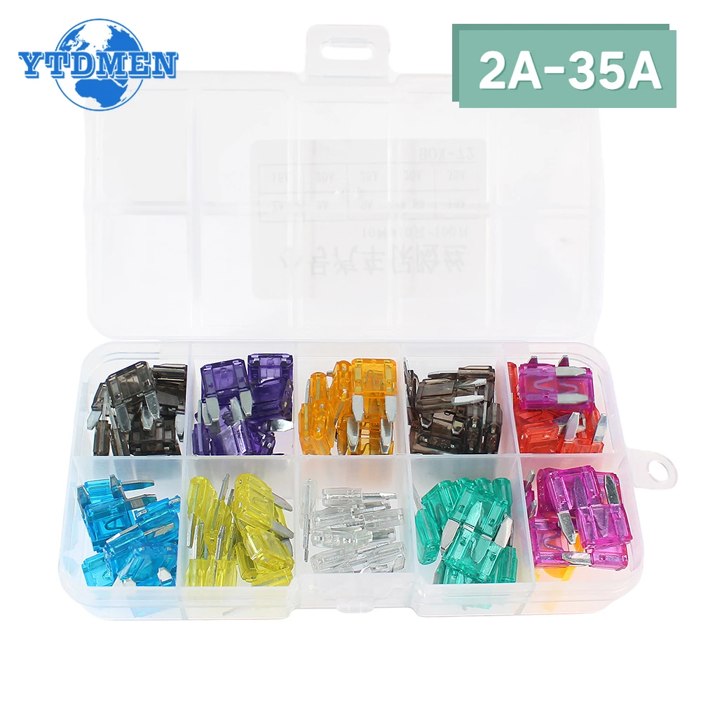 10pcs 100pcs Car Fuse Assortment Set Profile Small Size Blade Type Fuse Auto Car Truck 2A-40A with Clip