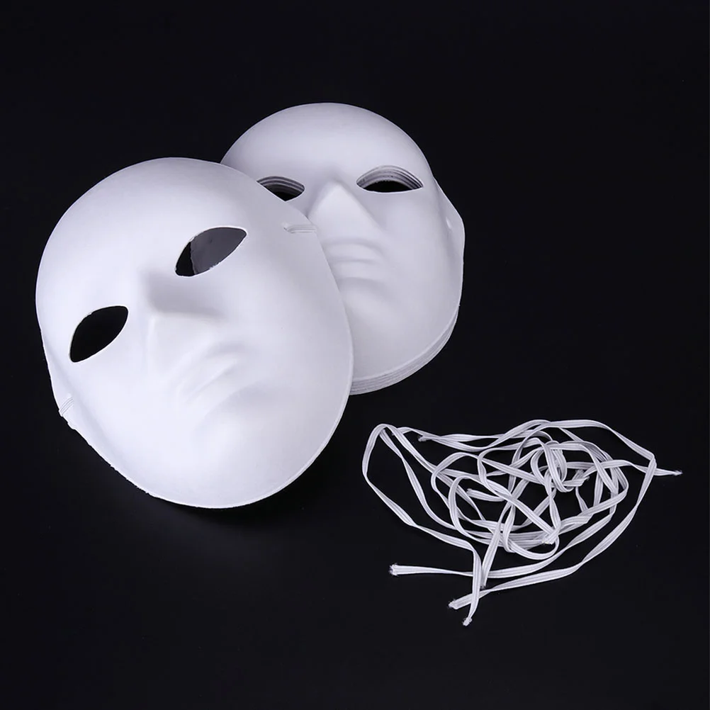 10pcs Paper Masks DIY Paintable Mask White Plain Mask Costume Mask Masquerade Party Props blank mask masquerade mask white