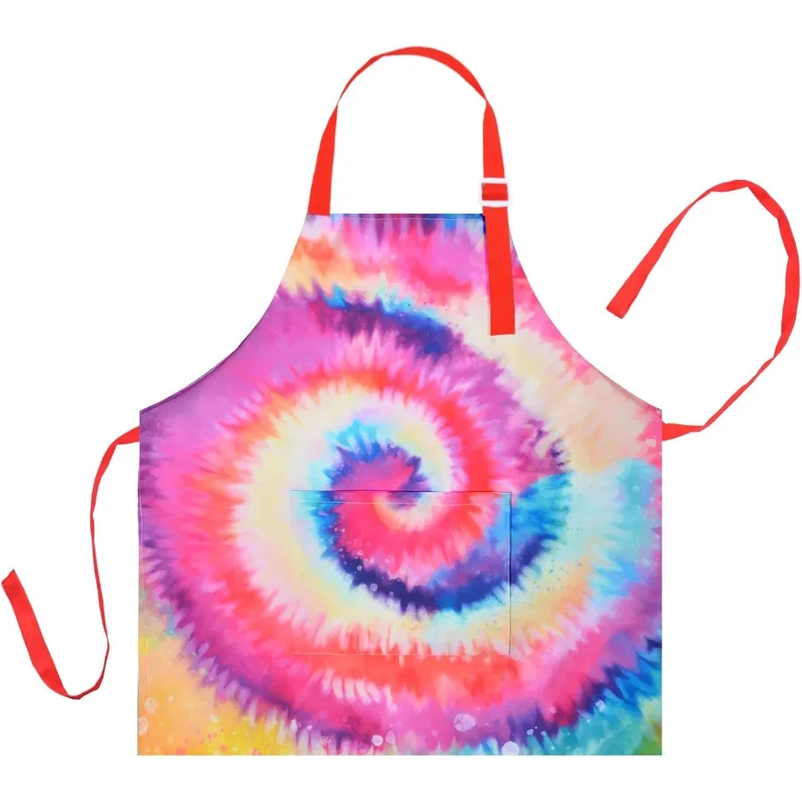 

Nidoul Kid Girls Boys Apron Adjustable Kitchen Cng Chef Apron with Pocket for Cng Baking Art Painting Gardening Tie Dye 6-12Yea
