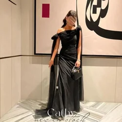 Cathy Elegant Off Shoulder Mermaid Vestidos De Noche Black Mermaid Prom Dress 2023 Grace Trumpet فساتين السهرة