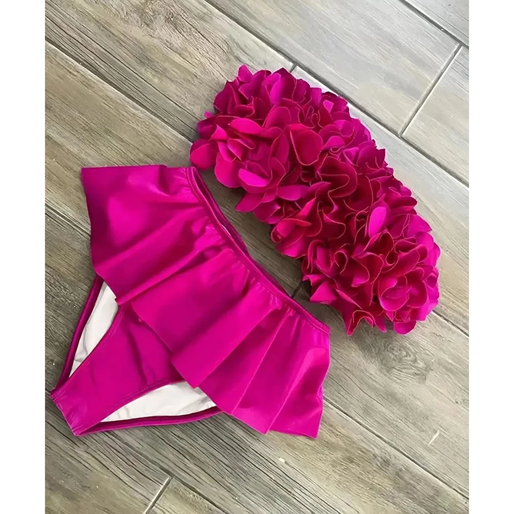 

Floral Bikini Push Up Women Swimsuits 2024 Sexy Swimwear Brazilian Bikini Set Thong Biquini Female Swim suits Ruffle Beachwear