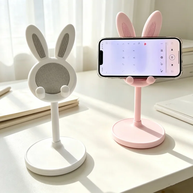 Cute Bunny Phone Stand Adjustable Desk Phone Holder Anti-Slip Portable With Phone Kindle IPad Switch Bedroom Desktop Bracket view 6