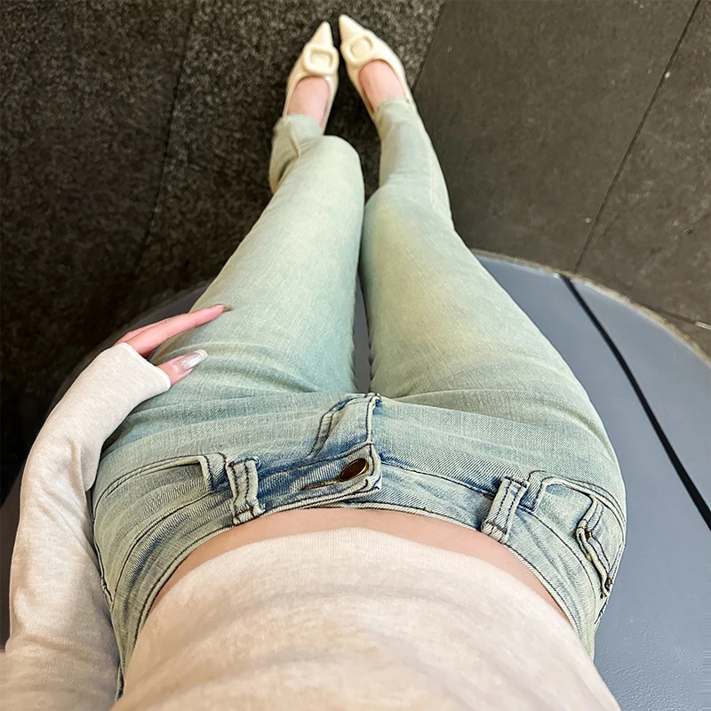 Diseño Sensation Small ence Fce Denim Jeans Cintura alta Slim Fit Control de barriga Thiening Otoño Invierno Nuevo Sle Perso...