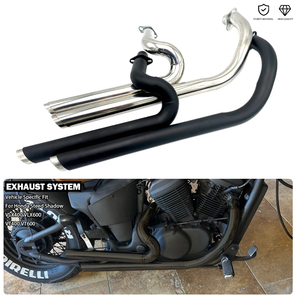 Motorcycle Duals Exhaust Full System Muffler Fit For Honda Steed Shadow VT400 VT600 VLX400 VLX600 VT400C VT 400 VT600C VLX 600