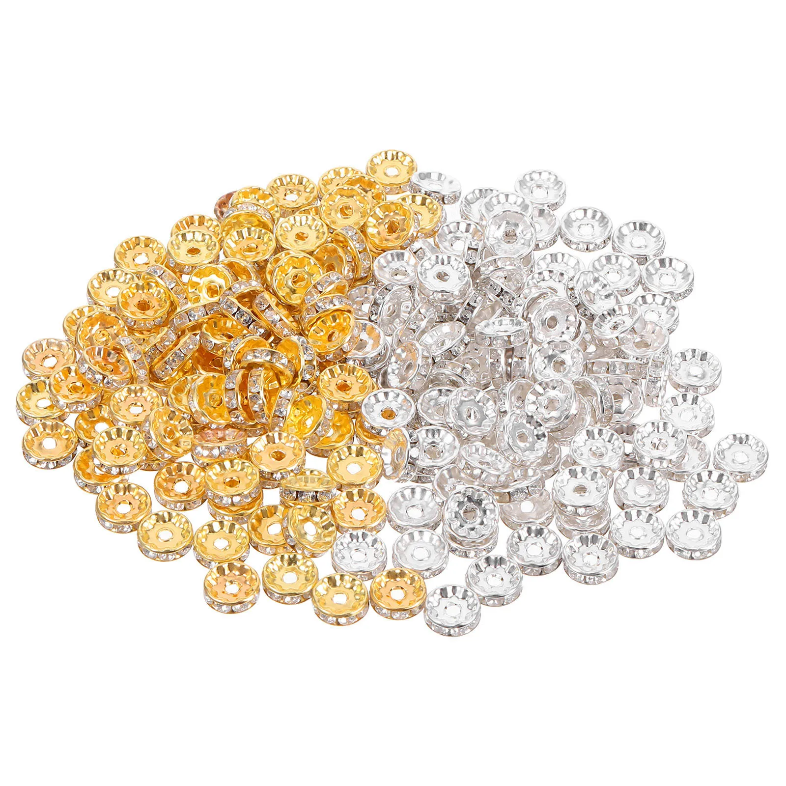 200 قطعة من خرز حجر الراين Rondelle خرز فضفاض متألق مقاس عالمي لصنع المجوهرات إكسسوارات قلادة القرط