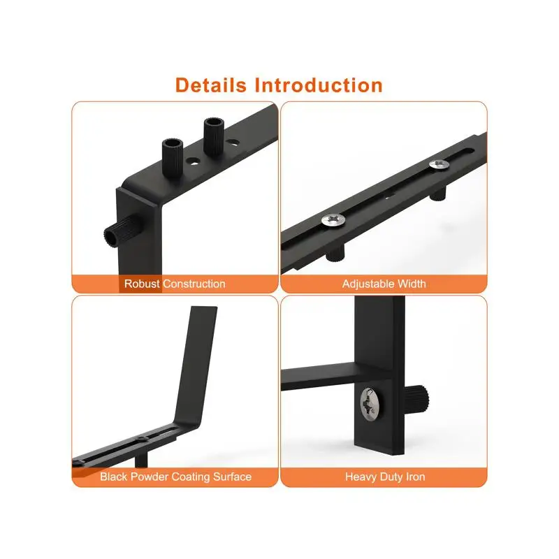 Braket Penyangga Pot Besi Tugas Berat dengan Baki yang Dapat Diperpanjang 6.1-11.6 inci & Pengait Dua Tingkat yang Dapat Disesuaikan 2.36-6.9 inci