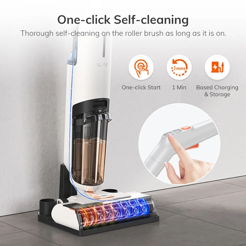 ILIFE W90 Cordless Wet Dry Vacuum Cleaner 3 in 1 Vacuum Mop and Wash SelfCleaning 700ml Water Tank 30Mins Runtime Voice Reminder