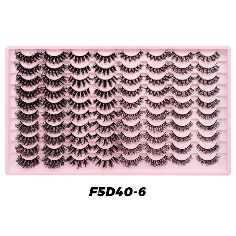 40 Paar Kunstnerz-Wimpern, Flauschige Weiche Dichte Falsche Wimpern, Gemischte Kunstnerz-Wimpern, Volle Streifen-Wimpernverlängerung, Natürliche Wimpern – Detail 12