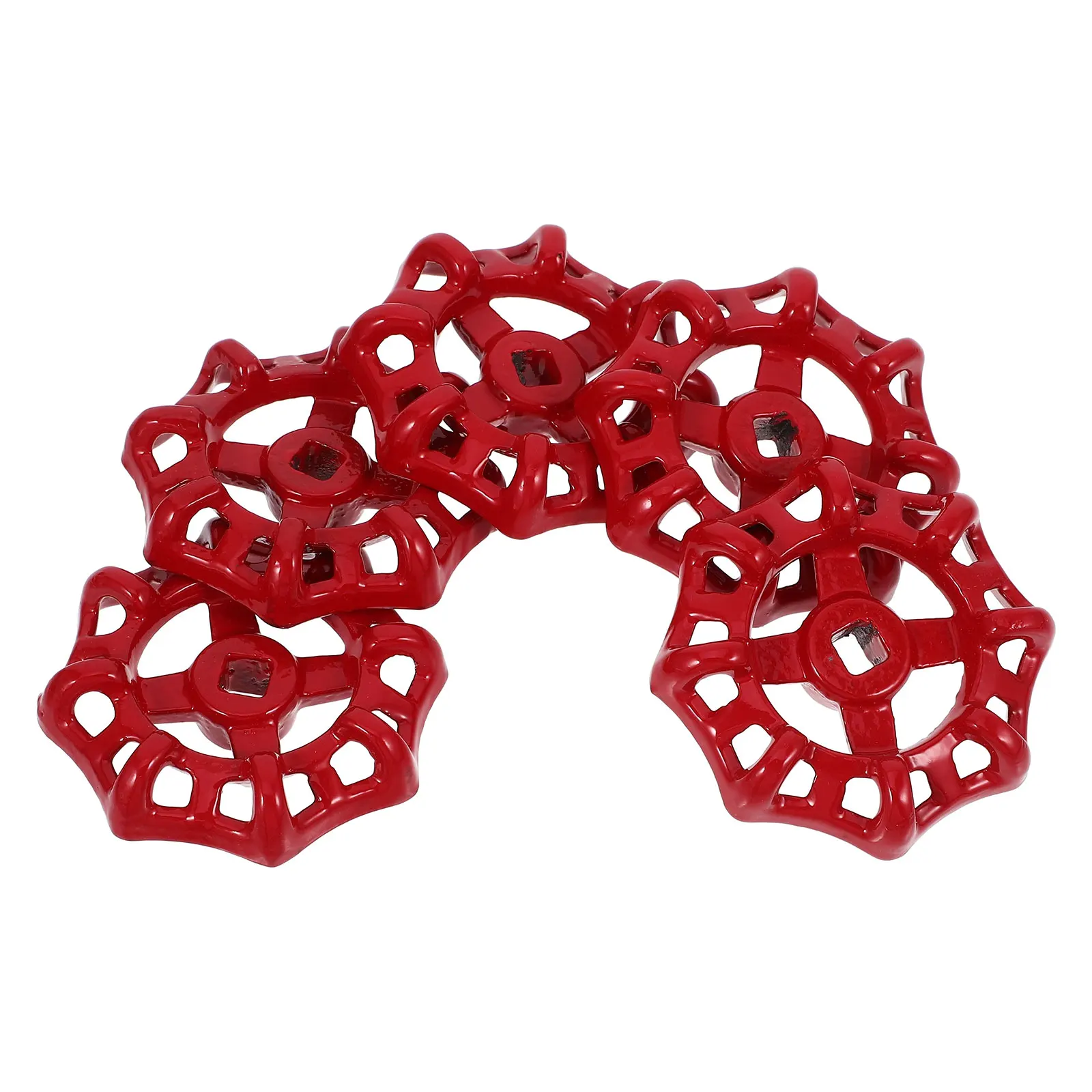 

5pcs Red Handle Faucet Parts Water Round Wheel Durable Metal Gate Handwheel Metal Handle For Water Faucet Spa Bath Accessories