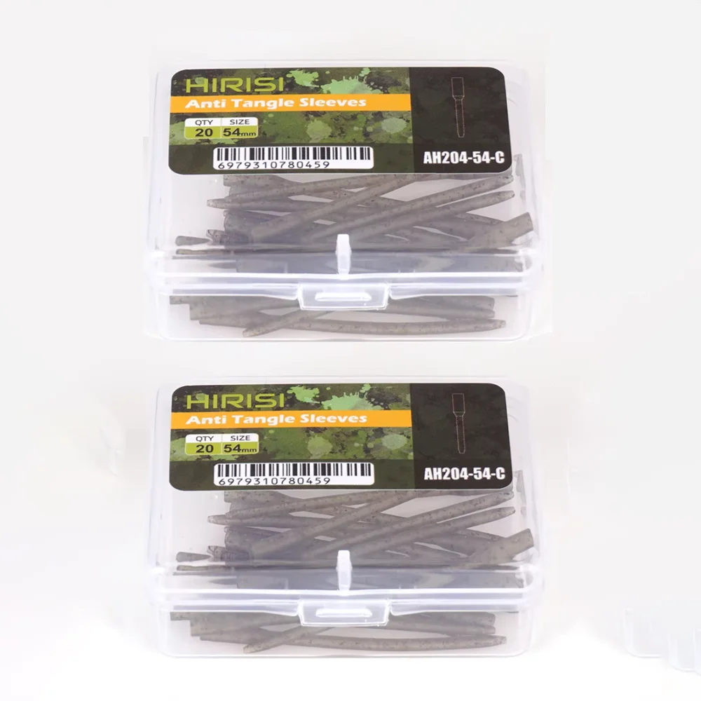 Hirisi AH204 20 stuks karpervissen anti-klit sleeves 54mm camouflage bruine rubberen haaklijn sleeves voor Ronnie Rig karpertackle