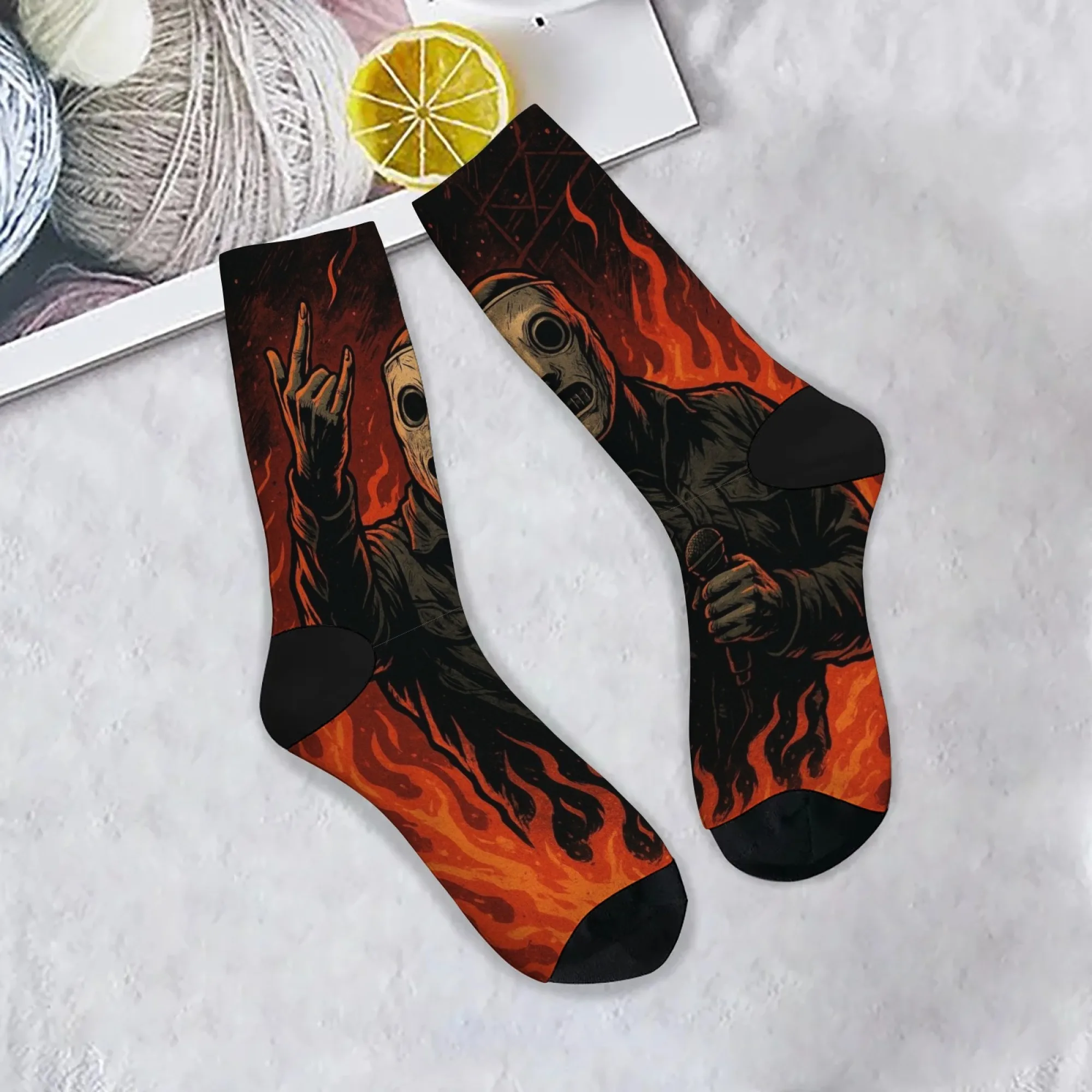Harajuku Retro Cartoon Flamme Maske Mann Druck männer Socken Atmungsaktivem Nicht-slip Casual Socken Straße Hip-hop Crew socken