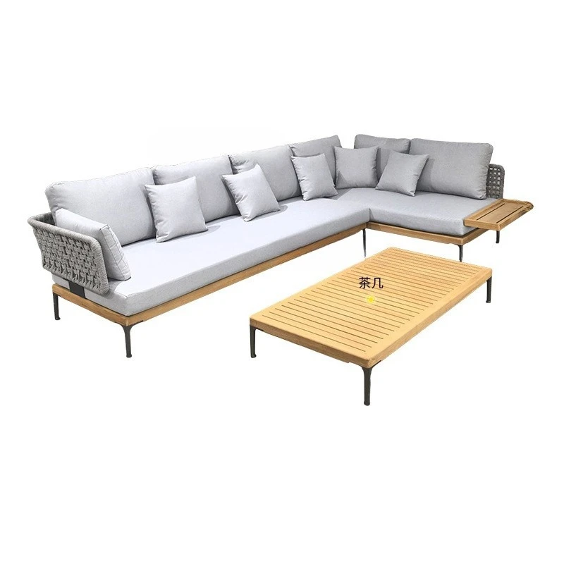 Teak Sofa Hotel Villa B & B Courtyard Nordic Open-air Leisure Rattan Combination Sofa