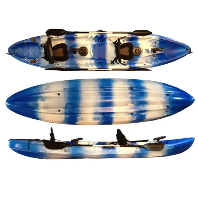 Thickened and widened three-person hard plastic rotational molding integrated kayak view 3