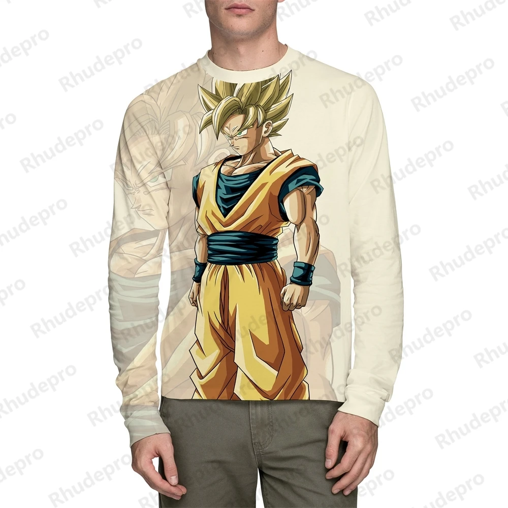 

2024 Dragon Ball Men Clothing Men's Long Sleeve T-Shirt Trend Shirts Children's Y2k Super Saiya Goku Vegeta Tops Anime