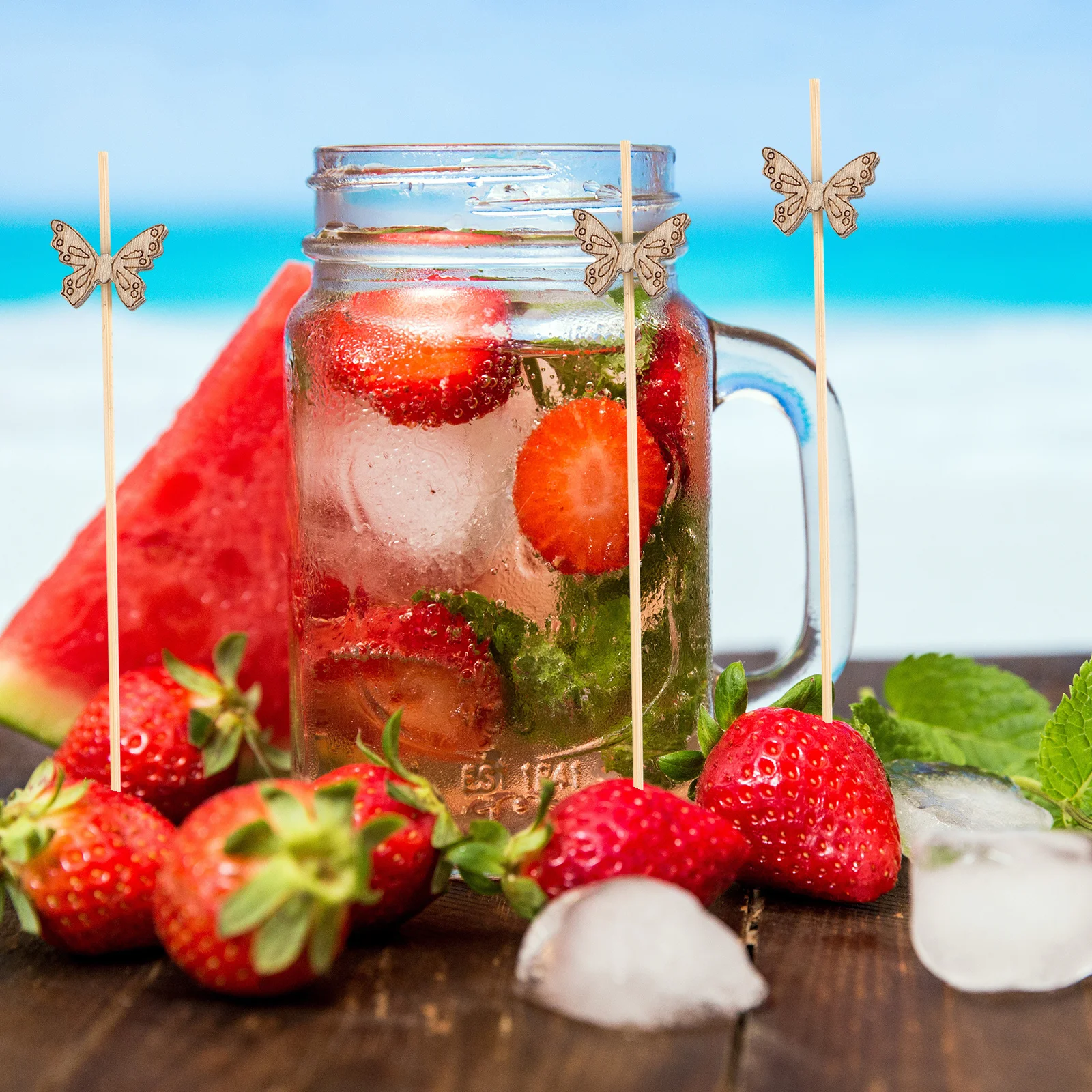 

100pcs Bamboo Butterflies Fruit Picks Party Food Sticks For Dessert Sushi Cocktail Snack Appetizer Restaurant Home Ktv