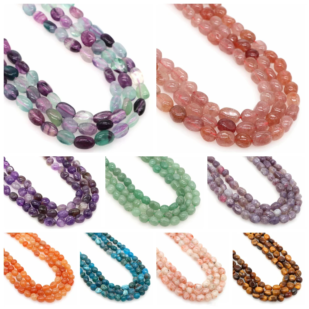 

8-10mm Irregular Natural Stone Amazonite Amethyst Fluorite Loose Gemstone Beads For Jewelry Making DIY Bracelet Ear Studs Gifts