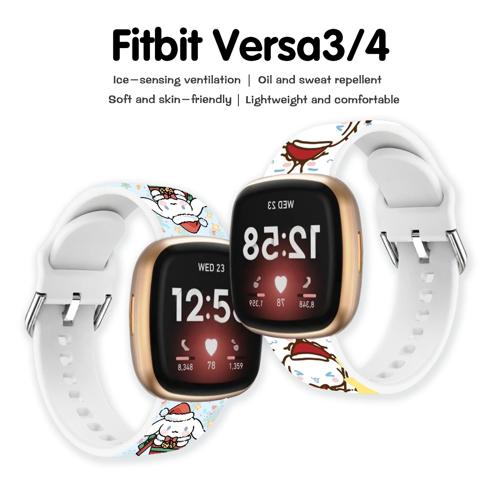 

SANRIO Series 3 Cinnamoroll Printed Watch Band for Fitbit Sense 2/1 & Versa 3/4 Perfect as a Gift for Sanrio Fans