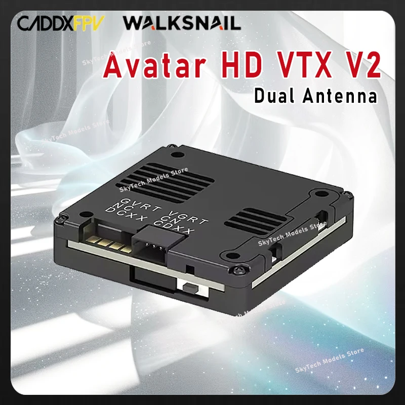 

CADDX Walksnail Avatar HD VTX V2 Module Dual Antennas 32G Storage 1080P/720P 22ms Latency 6-25.2V 20×20/25.5×25.5mm FPV VTX