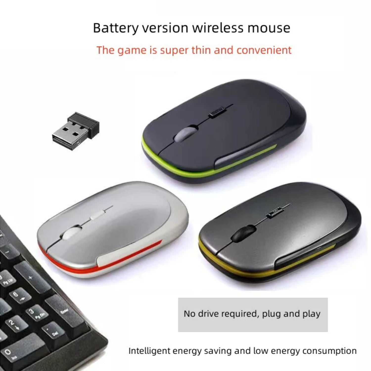 Ultra-thin Mouse 2.4Ghz Mini Wireless Optical Gaming Mouse Mice& USB Receiver Wireless Computer Mouse  PC Laptop