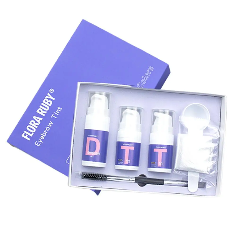 6-In-1 Eyebrow Eyelash Dye Kit with Dye Brush with Spoon for Home Salon