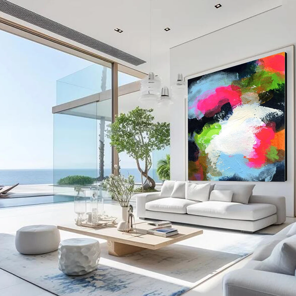 100% Handmade Abstract Oil Painting On Canvas Ins Color block texture Wall Art Picture mural For Home Living Room Decor Image