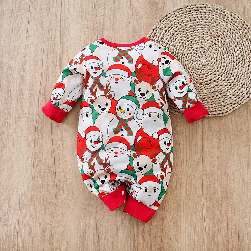 Baby Crawling Clothes Spring And Autumn Long Sleeved Clothes Christmas Style Clothes Comfortable Jumpsuit Holiday Clothing