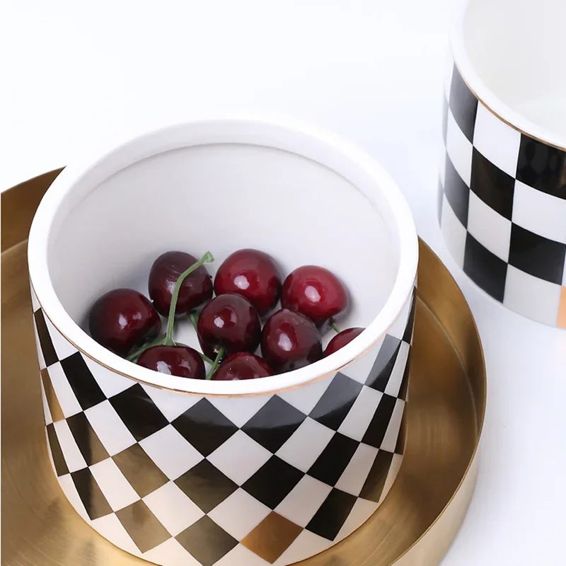 Household Ceramic Sealed Tank Creative Grain Storage Tank Kitchen Storage Box Coffee Wooden Lid Sealed Tea Storage Supplies
