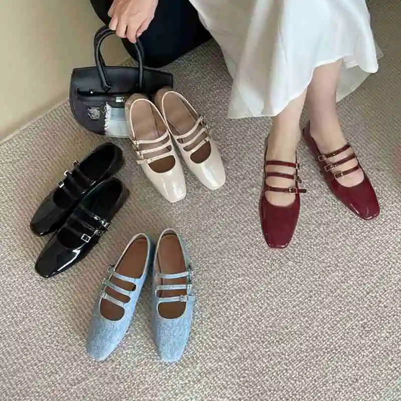 2024 Spring Summer Retro Single Shoes Shallow Women Shoes Comfortable Flat Bottom Shoes Norrow Brand Mary Jane Zapatos De Mujer