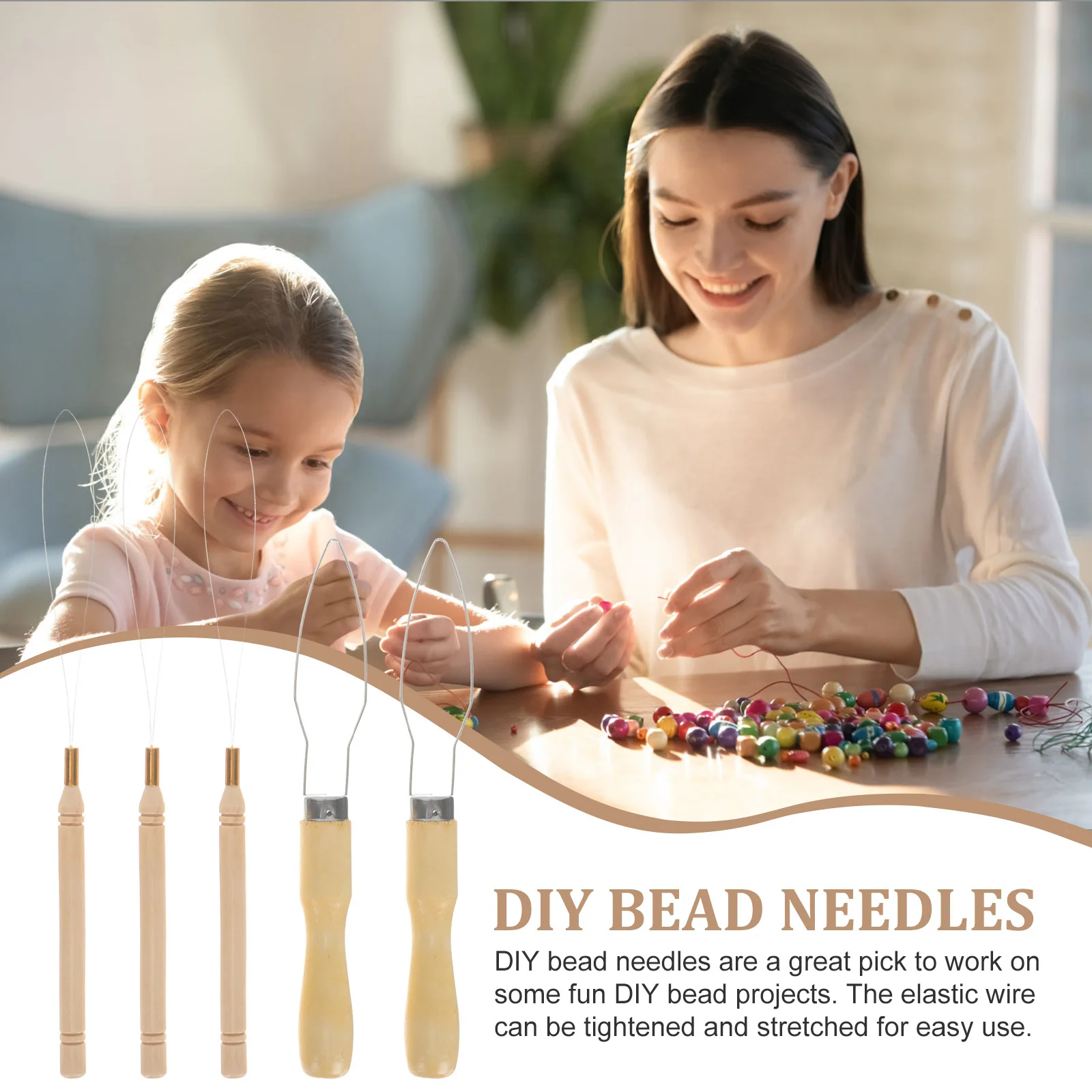 

5Pcs Bead Threader Threading Apparatus Sturdy Sewing Tool DIY Bracelet Necklace Beading Accessory Kit DIY Bead Tools