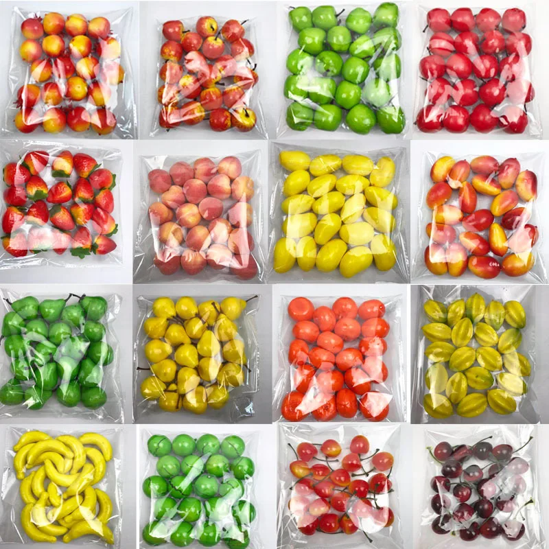 20pcs Mini Artificial Fruits Vegetables For Wedding Home Decoration DIY Crafts Chrismas Gifts Fake Fruit Apple Peach Orange Pear