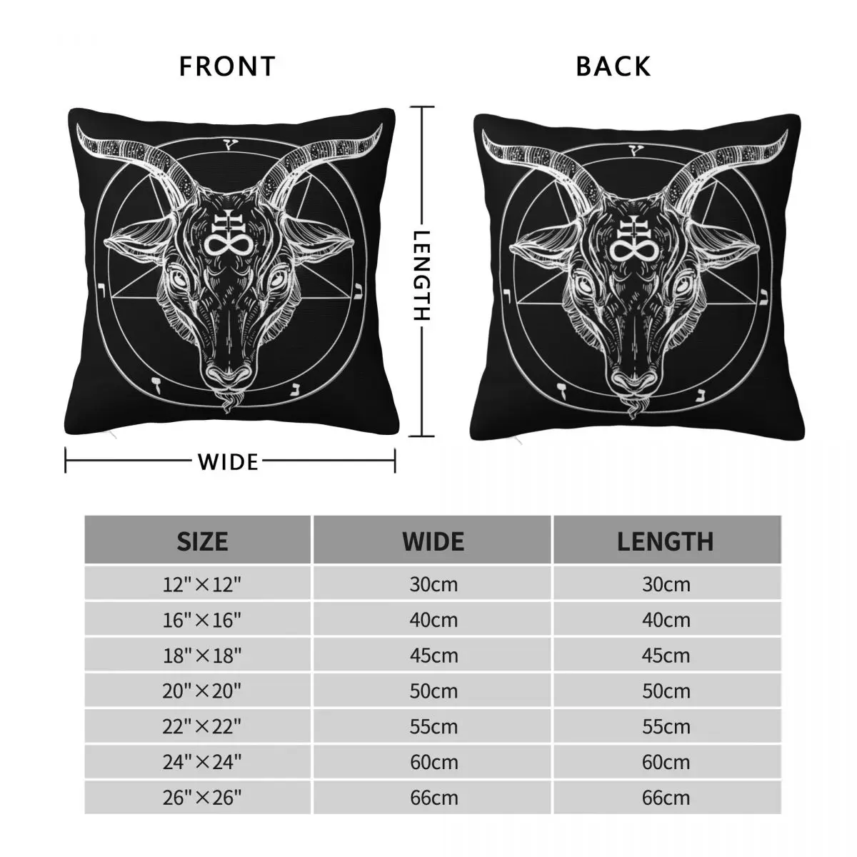 Baphomet Goat Head Pentagram Occult Square Pillowcase Polyester Linen Velvet Creative Zip Throw Pillow Case Car Cushion Cover