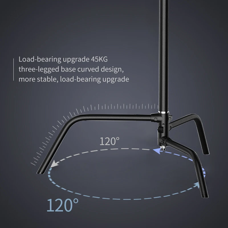 SH 2.6M/3.3M وعاء من الستانليس ستيل الأسود القرن طوي ضوء حامل ترايبود ماجيك الساق التصوير C-حامل ل بقعة ضوء ، سوفت بوكس