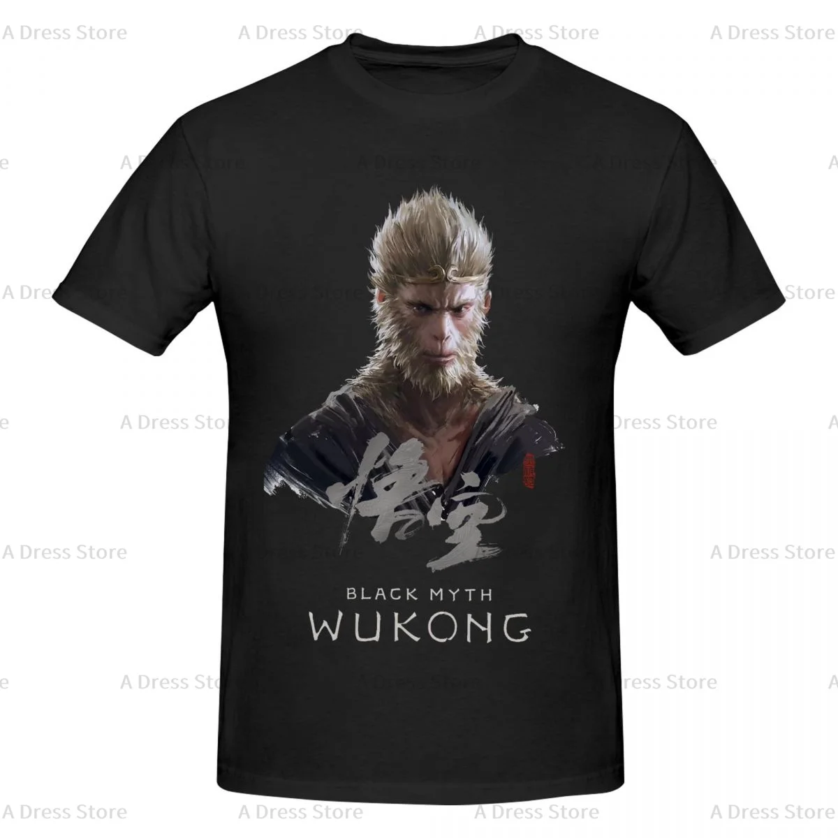 Black Myth Wukong Men's round neck Oversized T-shirt,Men's summer Vintage Casual Cotton Tee Shirt Gift