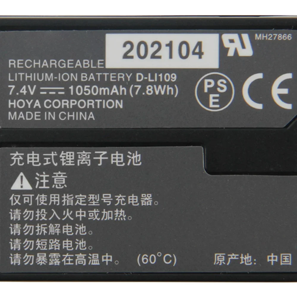 NEW Replacement Camera Battery D-Li109 For Pentax K30 K50 K70 K500 KR KS2 KS1 K-30 K-50 K-70 K-500 K-R K-S2 K-S1 1050mAh