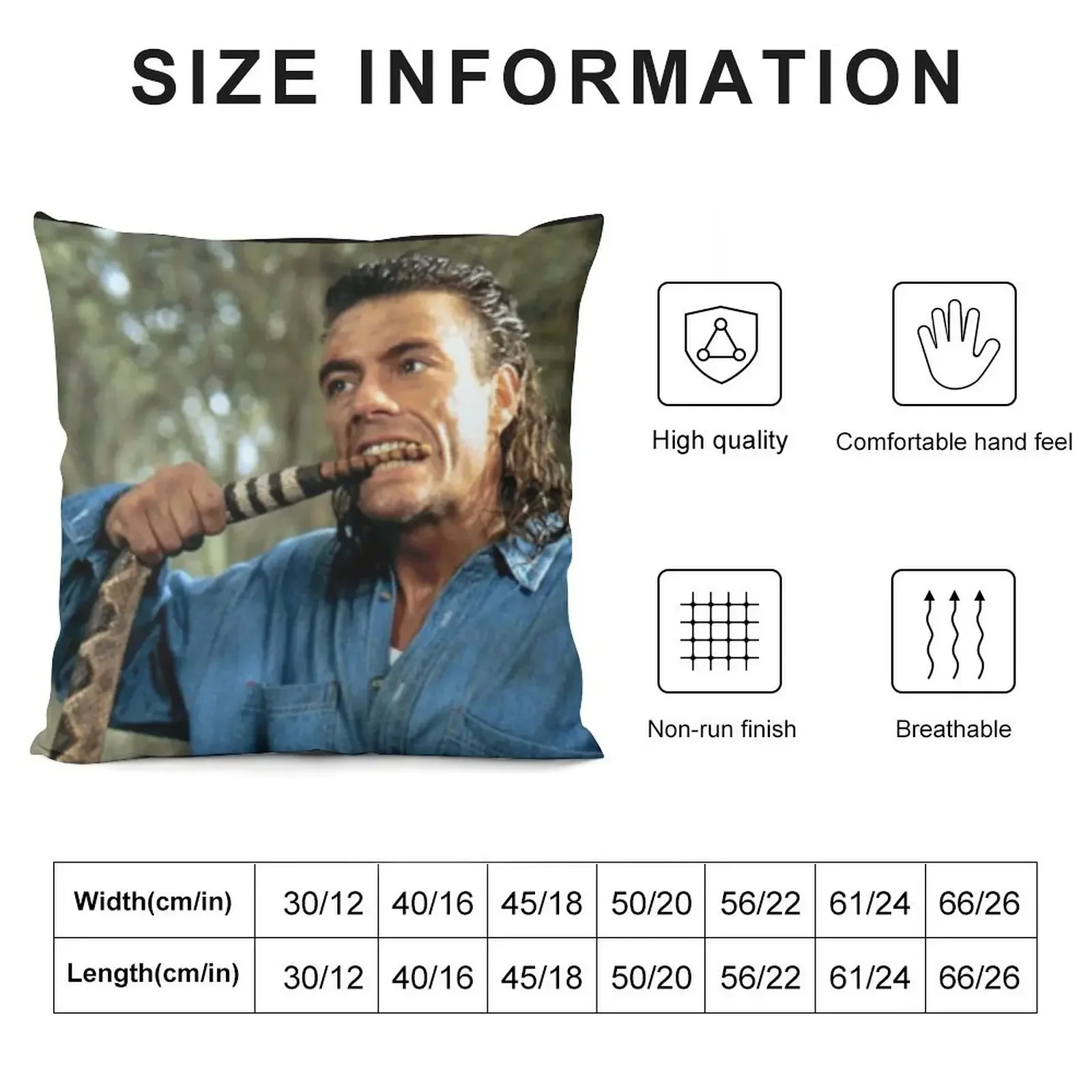 Jean Claude Van Damme Snake Bite Throw Pillow Room decorating items Couch Cushions Anime pillow