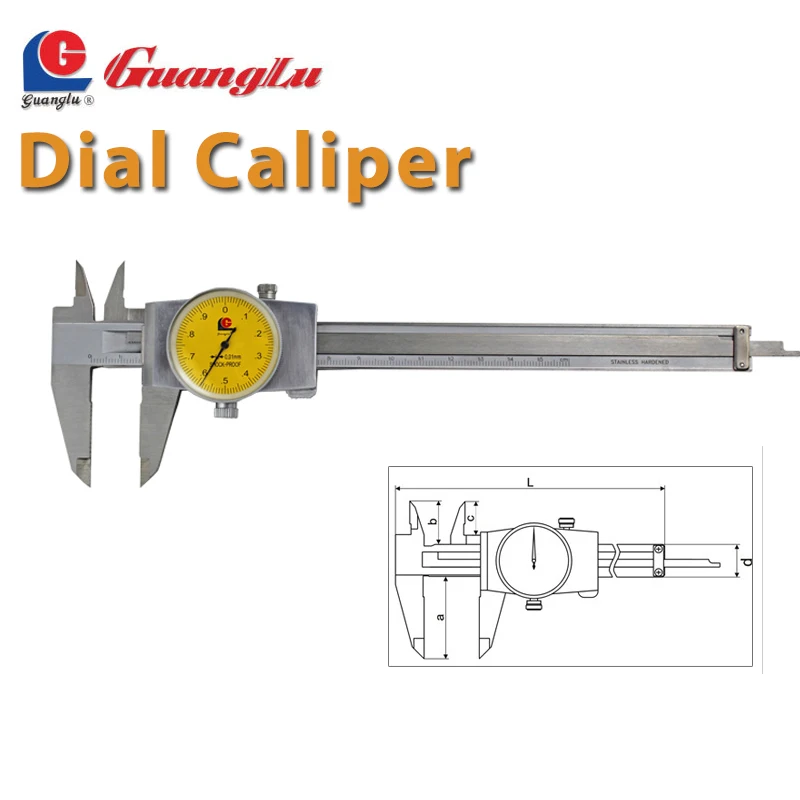 Guanglu Dial Caliper High Precision 150mm 0.01mm Stainless Steel Paquimetro Vernier Calipers Measuring Instruments Measure Tools