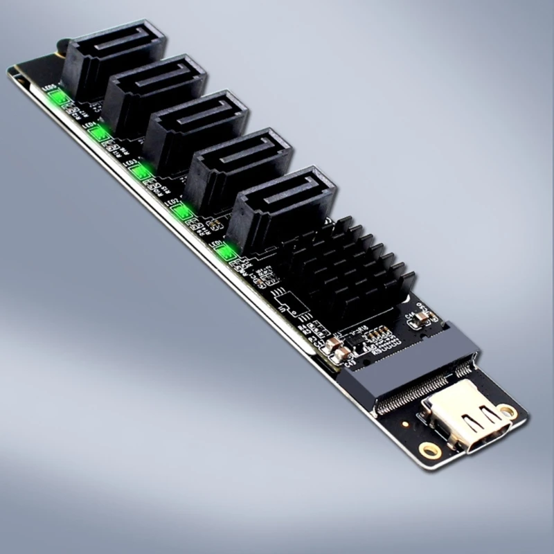 6Gbps TypeC to SATA3 Expansion Card with JMB575 Chip PCIE to SATA3 Expansion Adapter Card with Led Indicators