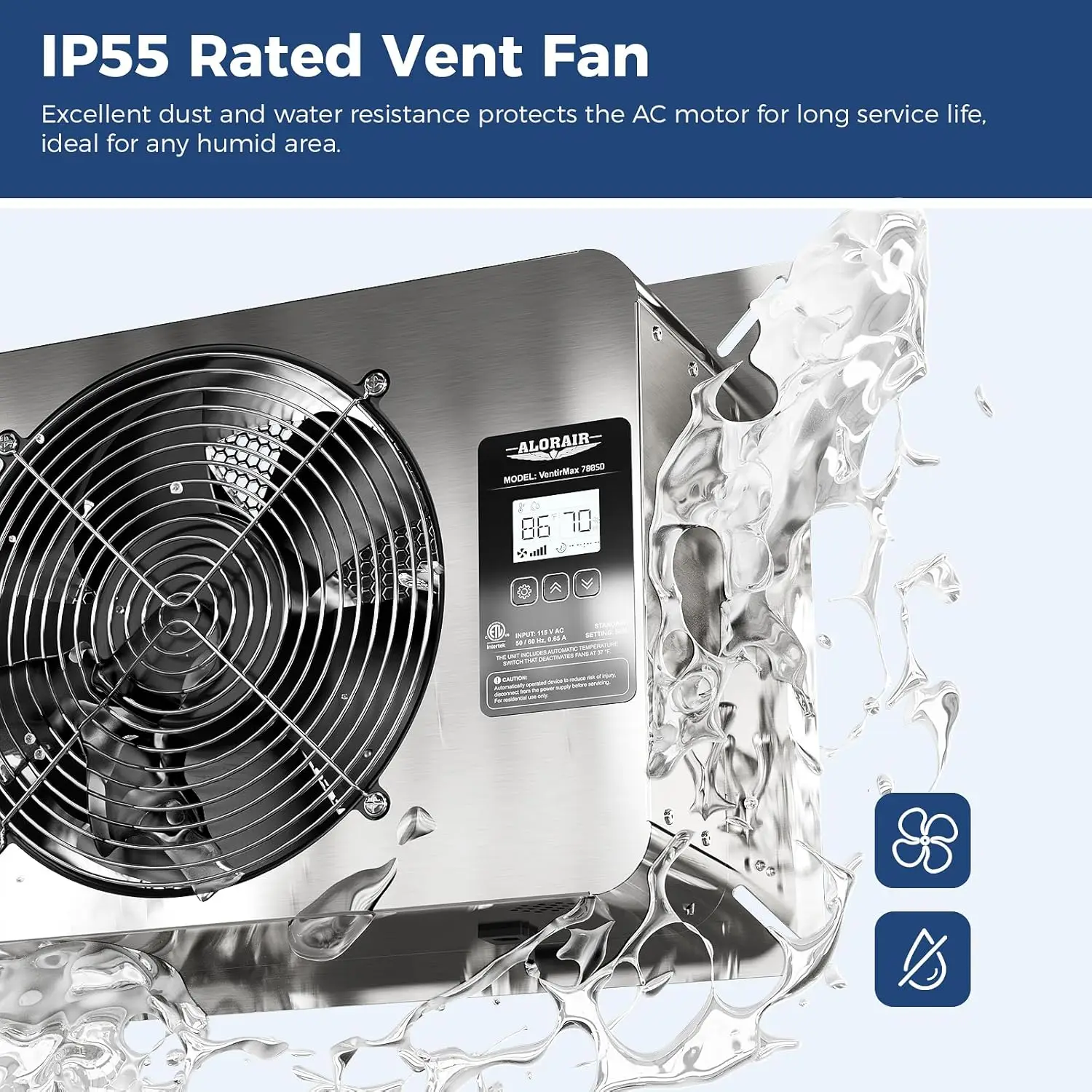 CFM Crawl Space Ventilator Fan, IP55 Rated Basement Exhaust Fan with Temperature Humidity Controller, Timing Cycle, Speed Contro