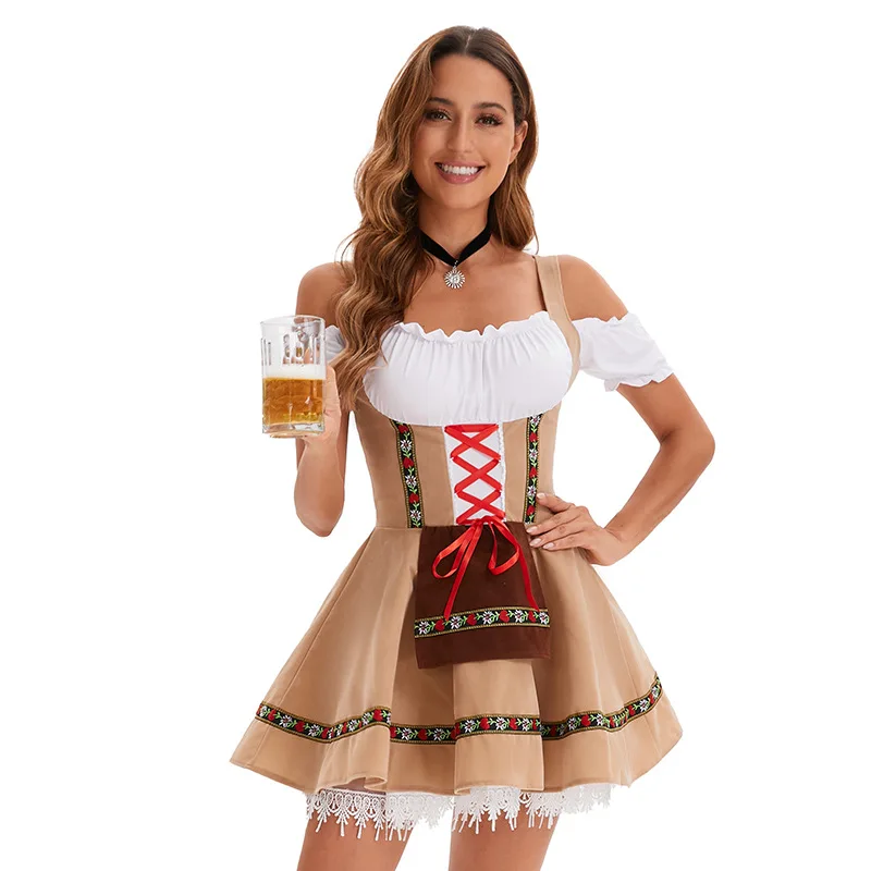 Nowy strój na Halloween Beer Girl Dr, kostium sceniczny pokojówki, odzież damska, materiał poliestrowy