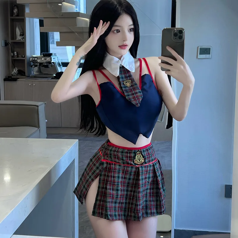 

Schoolgirl Roleplay Lingerie Set - Sexy Separates with Plaid Skirt & Crop Top (Innocent Yet Naughty)