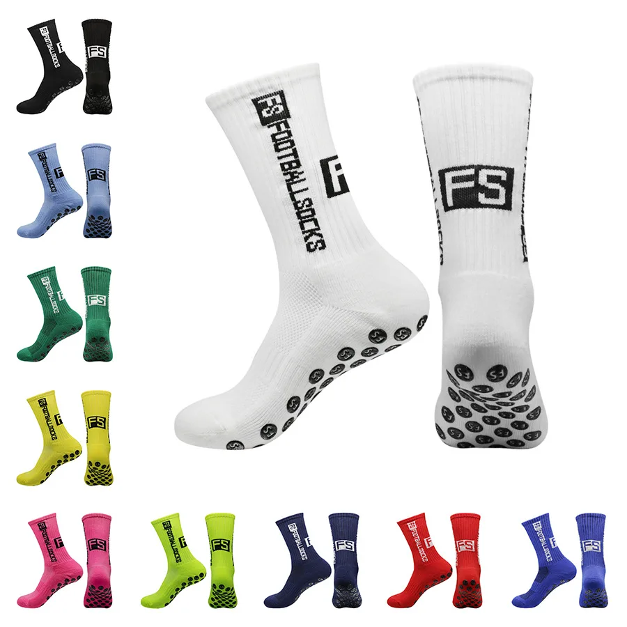 5Pairs/Lot FS Football Socks New Style Round Silicone Suction Cup Grip Anti Slip Soccer Socks Sports Men Baseball Rugby Socks