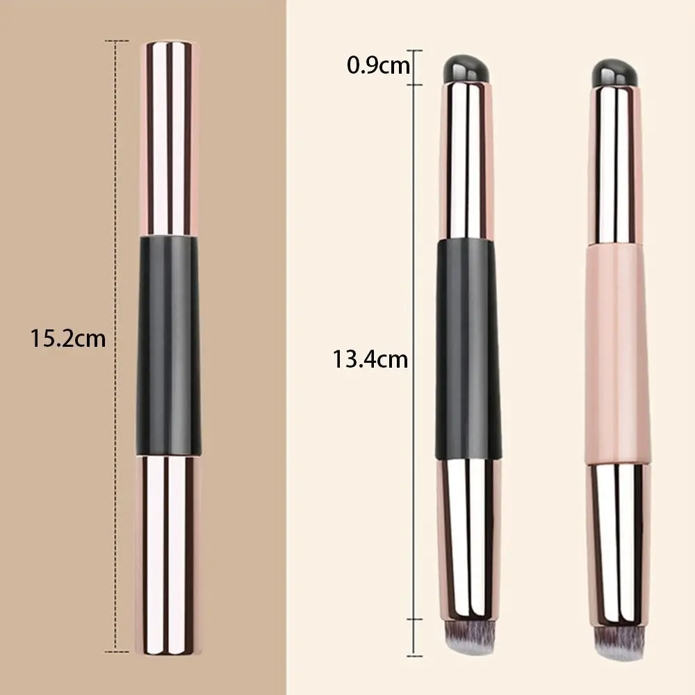 Nail Pen Soft Silicone Lip Brush Round Professional 2-in-1 Lipstick Brush Double-ended Design Portable Concealer Brush Women