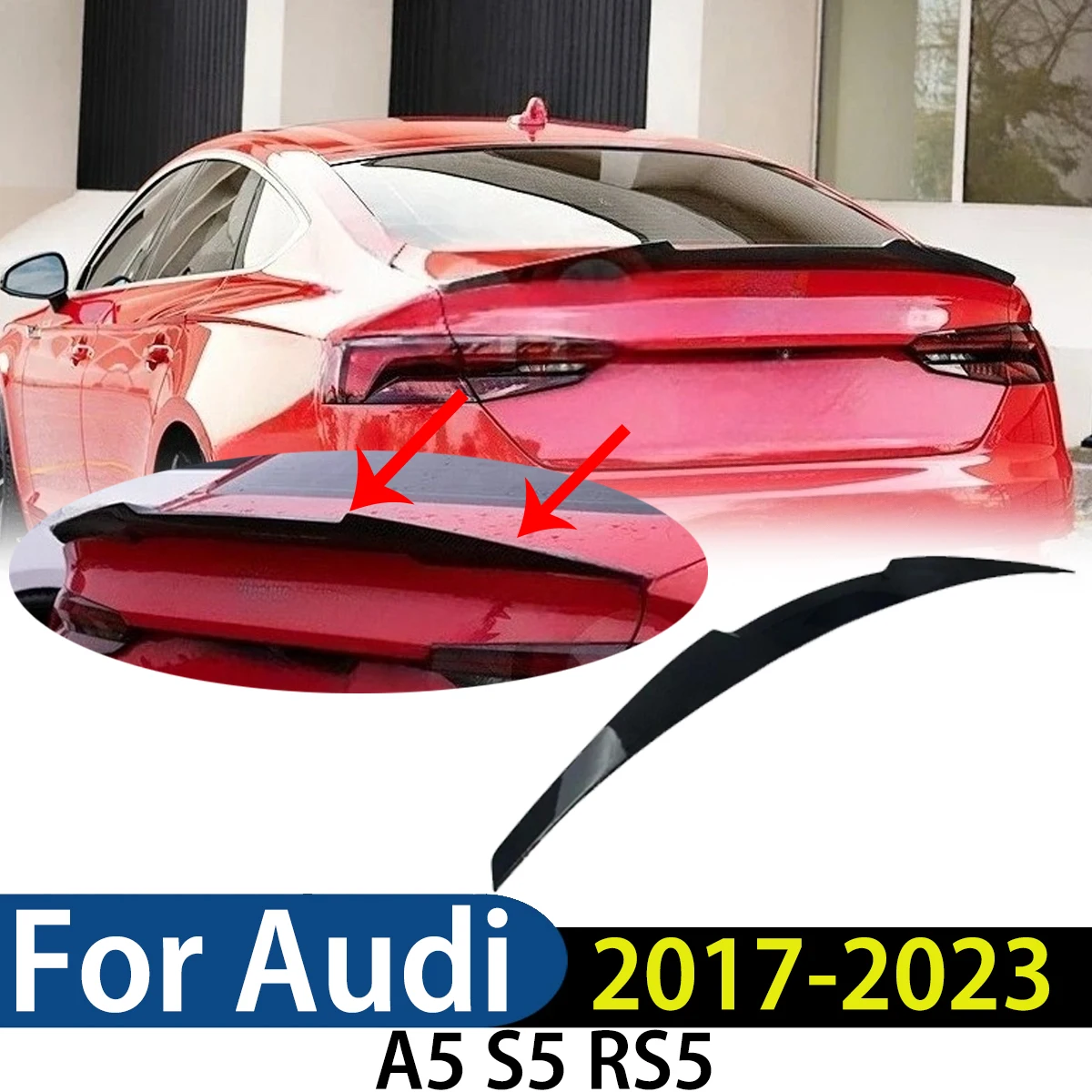 

Для Audi A5 S5 RS5 Facelift 2017-2023 4-дверный задний багажник, крышка багажника, задний спойлер, крышка, обвело, комплект тюнинга, модификация, внешний вид